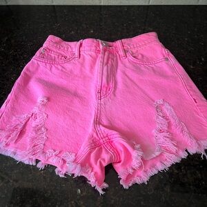 Pink Frayed Urban Outfitters Denim Women Shorts